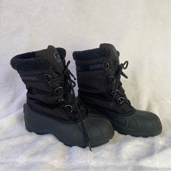 Sorel Black Heavy Duty Winter Boots Lace Up Boots - Picture 3 of 6